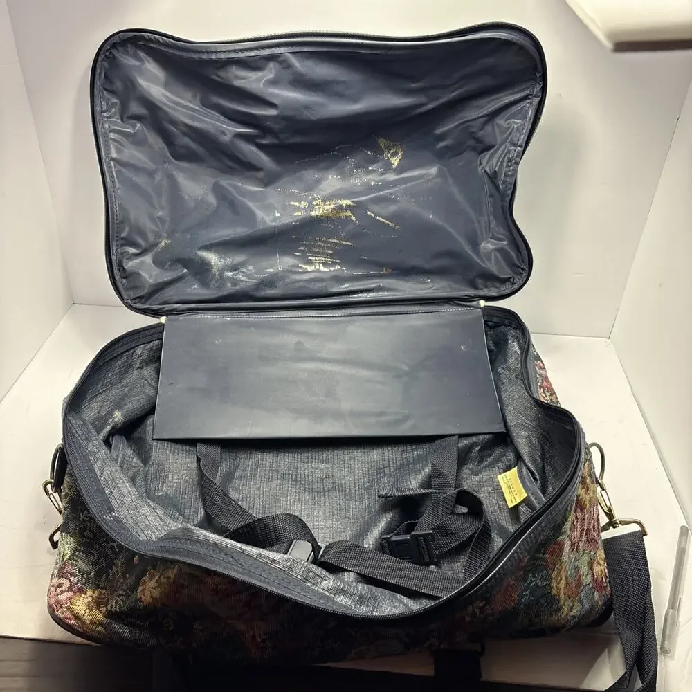 Vintage Jaguar Tapestry Weekender Travel Bag & Tote Purse Set JCPenney Floral